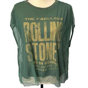 Pilcro Rolling Stones Mixed Media Shirt Size L